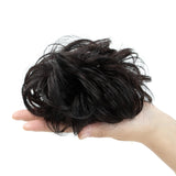 Elegant messy bun hairpiece with curly wave design, natural fluffy real human hair ponytail extension for women