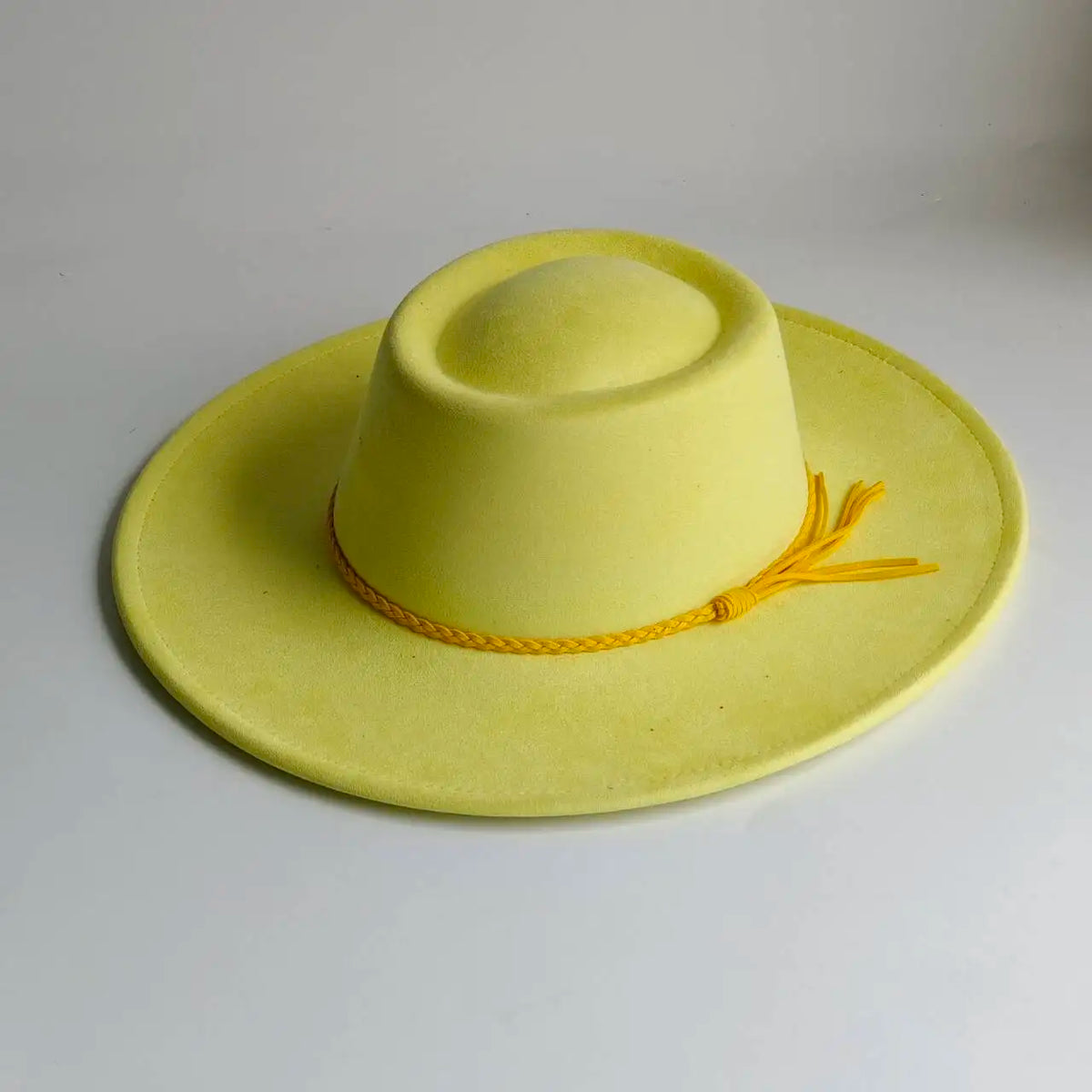 Khaki wide brim vegan suede fedora hat for women, autumn and winter felt style by HSF Marketplace