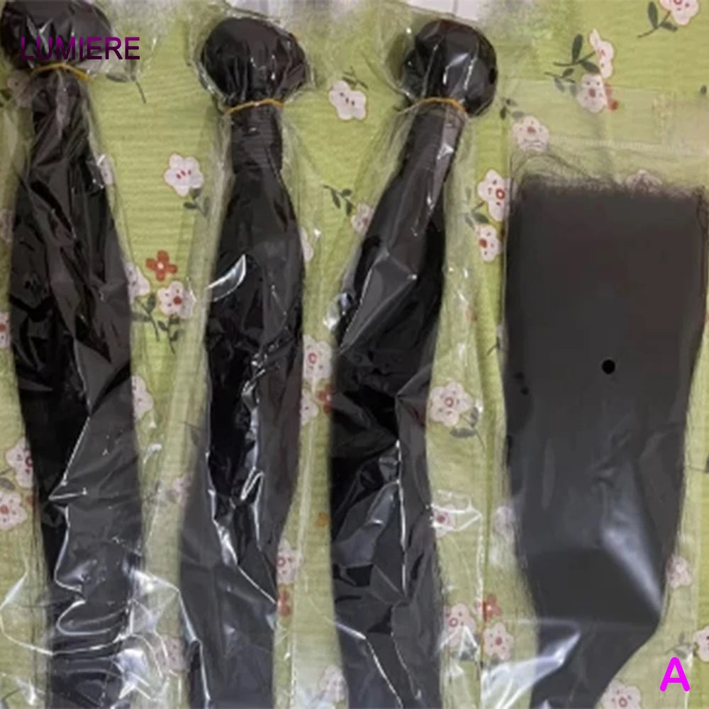 18A Bone Straight Human Hair Bundles With Closure HD Transparent Deep Curly Hair Weave Bundles With Frontal Closure Hair Extensi