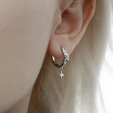 2026 metal four-star hoop earrings with zircon geometric circles for women by HSF Marketplace