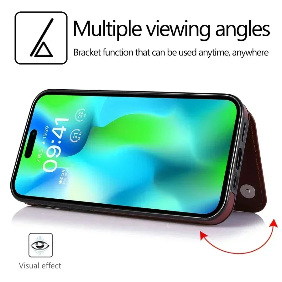 Leather wallet case with card slot for iPhone models by HSF Marketplace