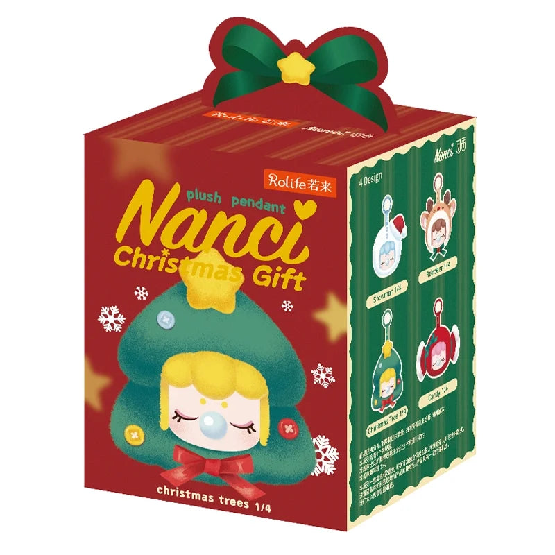 Robotime Nanci Christmas plush blind box keychain bag charm collection, full set of 4 festive figures