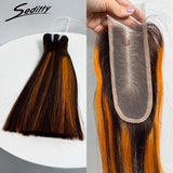 6-10 inches Hair Double Drawn Straight Hair Bundles Hair Extensions with 2X6 transparent Lace Closure 100% Human Hair Bundles