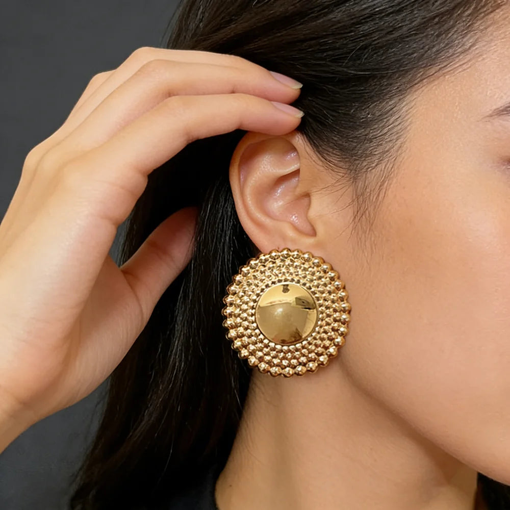 Gold-plated hoop earrings for women by HSF Marketplace, elegant wedding jewelry, product image