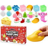 Christmas squishy advent calendar with 24-day dumpling fidget toys in a festive surprise gift box by HSF Marketplace