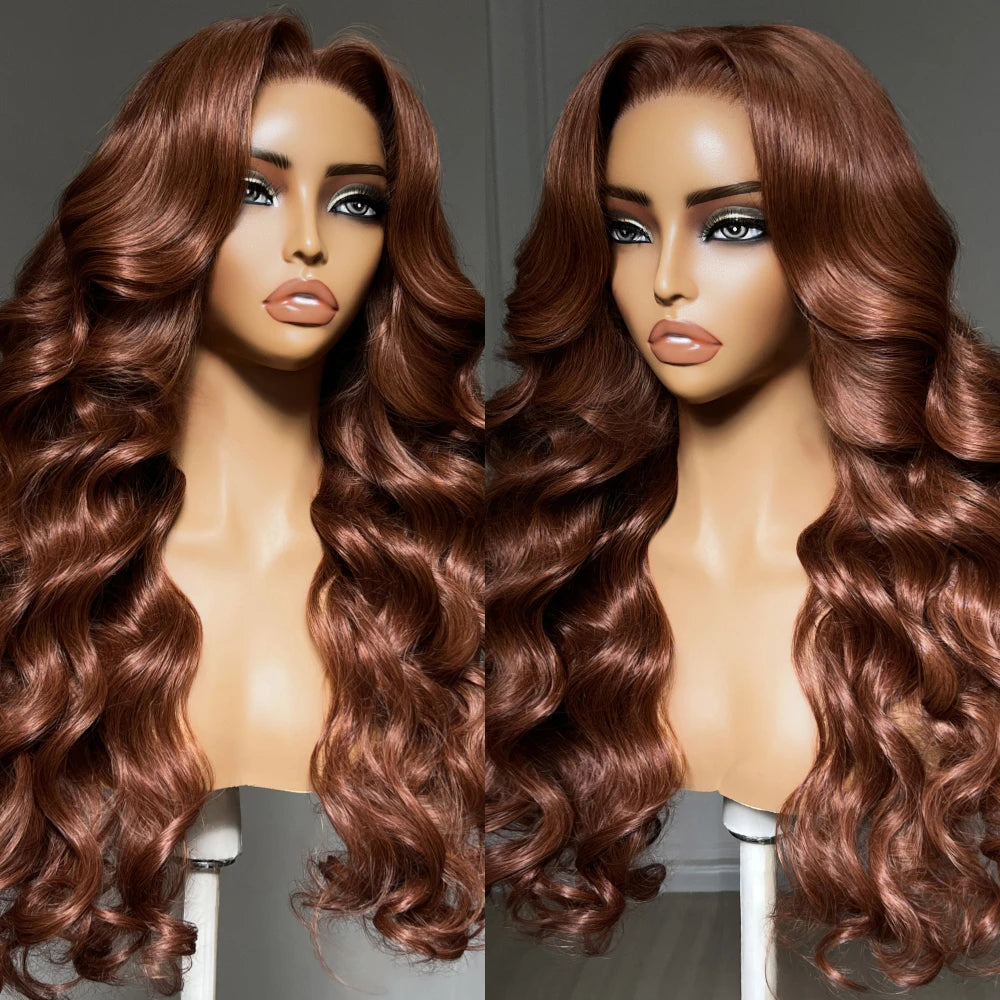 Body wave auburn copper brown drawstring human hair wig for beginners by HSF Marketplace