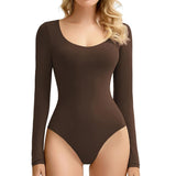 Women's body shapewear bodysuit with tummy control, hooks, and crotch closure for abdomen shaping
