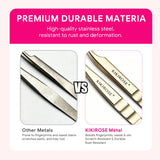 HSF Marketplace KIKIROSE precision lash applicator tweezers for false eyelash clusters, stainless steel salon makeup tool