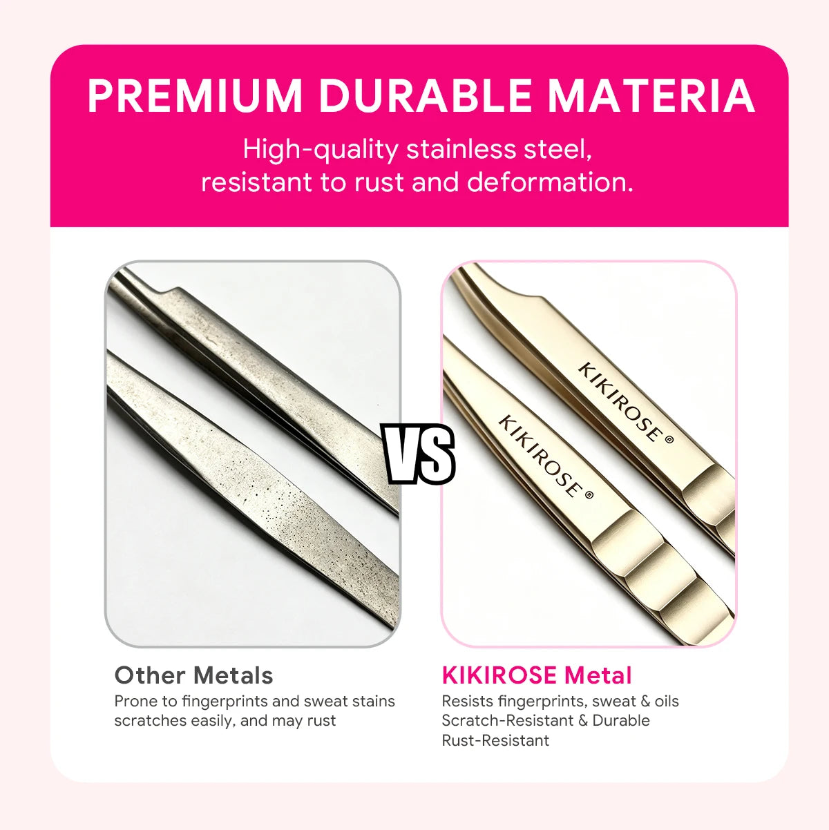 HSF Marketplace KIKIROSE precision lash applicator tweezers for false eyelash clusters, stainless steel salon makeup tool