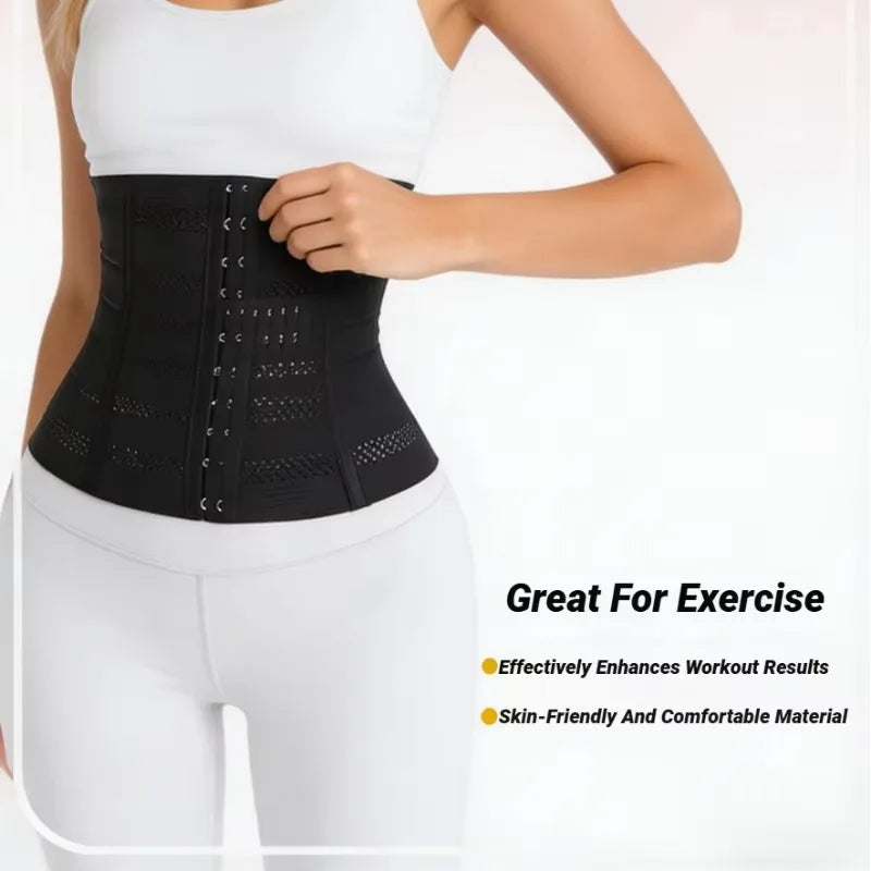 Women's waist trainer corset shapewear girdle with double tummy control and slimming belt design