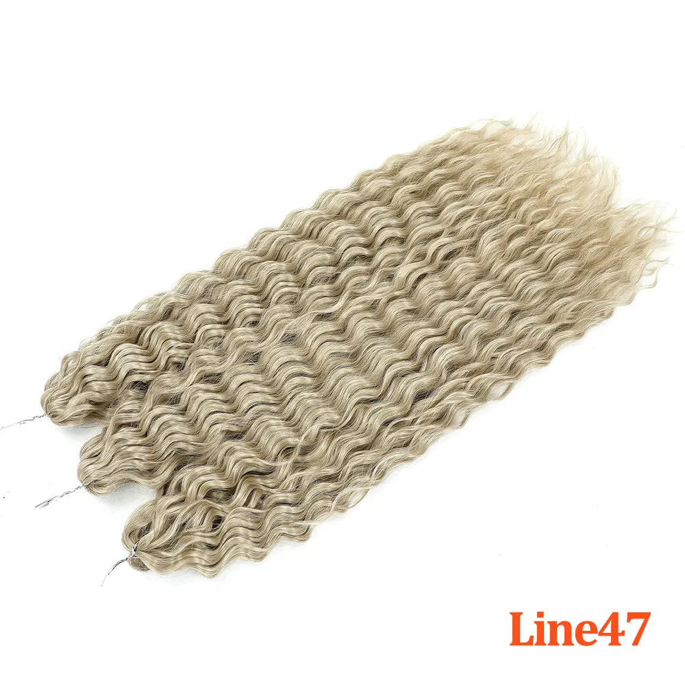 Deep Wave Braiding Hair Extension Natural Synthetic African Afro Hair Water Twist Crochet Braids Hair 22inch 3Ps/Lot #1B#4#6
