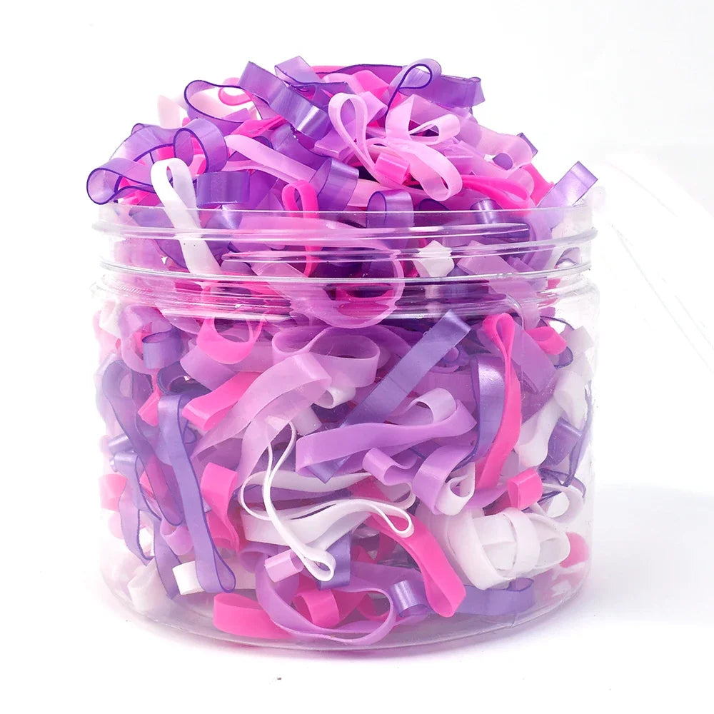 500pcs/box High Elasticity Thicken Disposable Rubber Bands Girls Pigtail Holder Hair Ties Colorful Hair Band Hair Accessories
