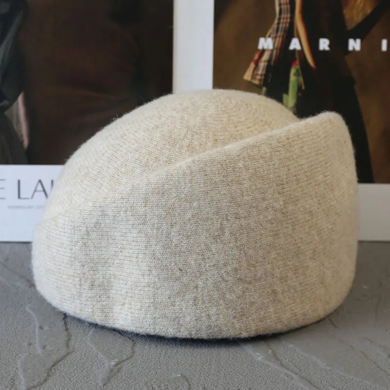 Women's warm wool blend winter beret hat in an elegant style by HSF Marketplace