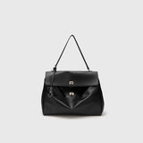 Large capacity women's split leather tote bag for everyday use, structured design with roomy interior and handles