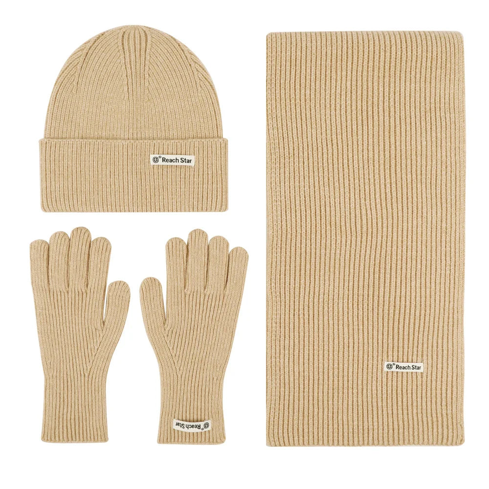 HSF Marketplace winter knit set with scarf, hat, and gloves for men and women