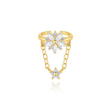 925 sterling silver zircon double-layer clip earring, no-piercing women’s party jewelry by ROXI