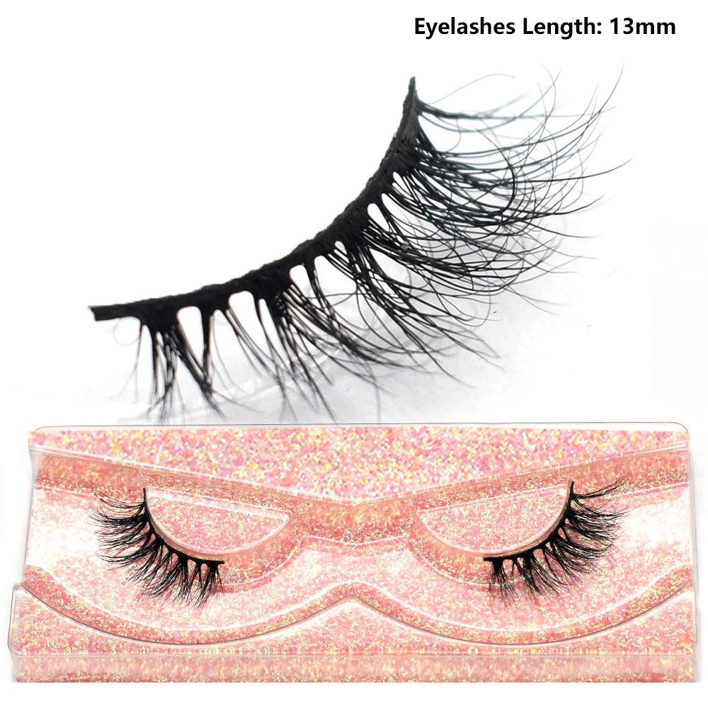 3D Mink Half Eye Lashes Natural Lightweight Short Fake Eyelashes Soft Fluffy Clear Band Strip Mink Lashes Extension