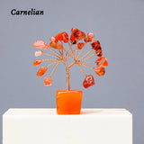 1pc Natural Gemstone Crystal Chakela Lucky Tree With Block Base Home Office Desk Living Room Crystal Decor Mini Sized Home