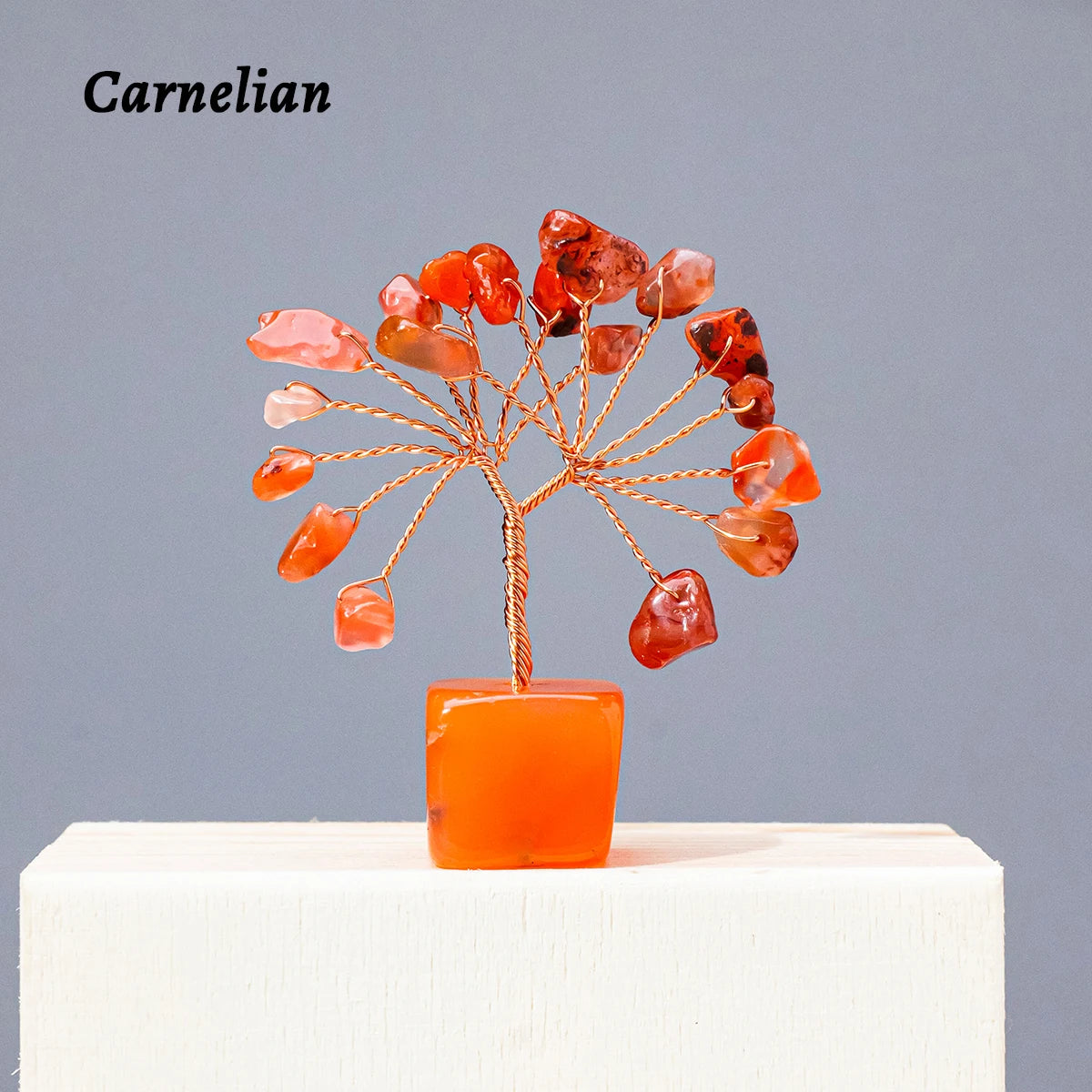 1pc Natural Gemstone Crystal Chakela Lucky Tree With Block Base Home Office Desk Living Room Crystal Decor Mini Sized Home