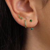 3 pairs of zircon stainless steel little huggies hoop earrings set for women, including cartilage piercing earrings
