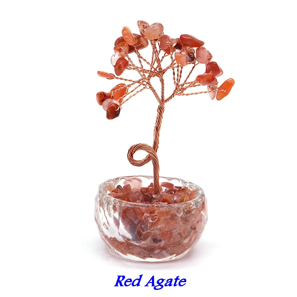 Lucky Money Tree Natural Crystals Aquamarine Fortune Feng Shui Reiki Healing Lapis Lazuli Tree of Life Home Decor Birthday Gifts