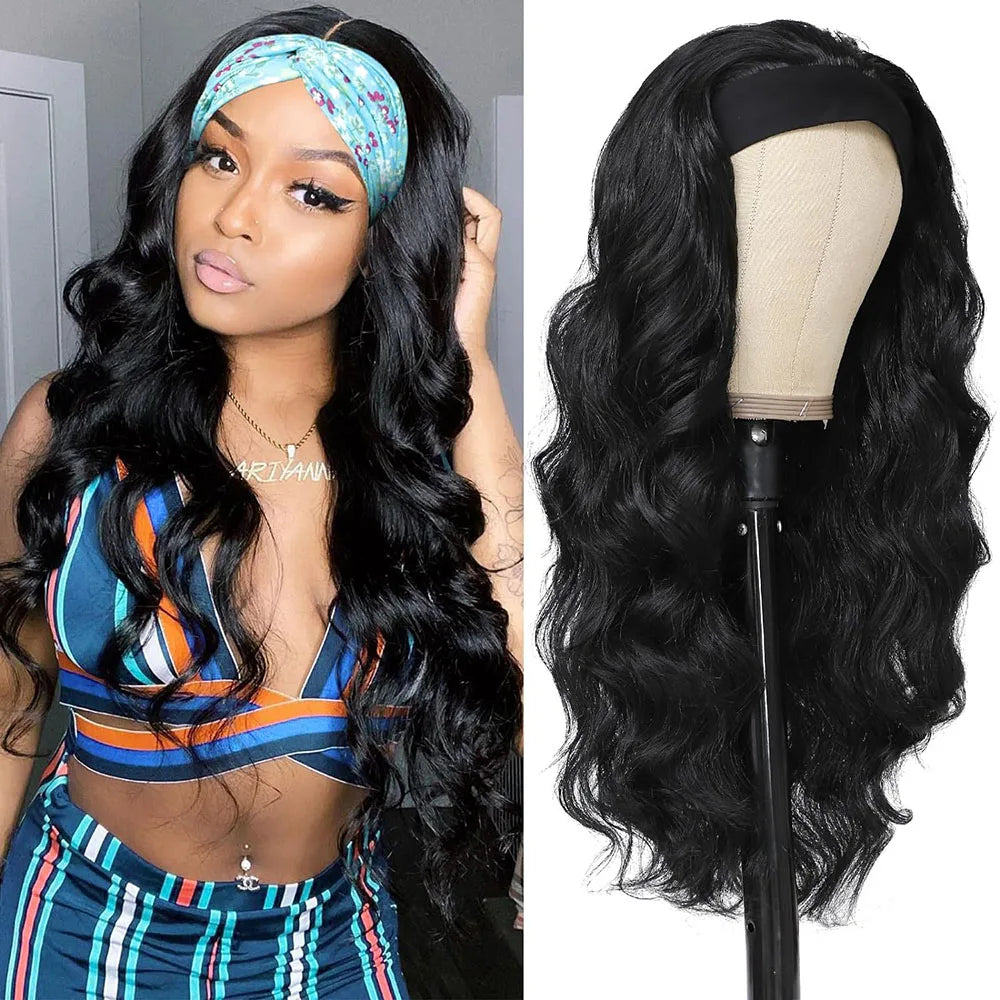 Body wave Remy human hair headband wig, machine-made and ready to wear by HSF Marketplace