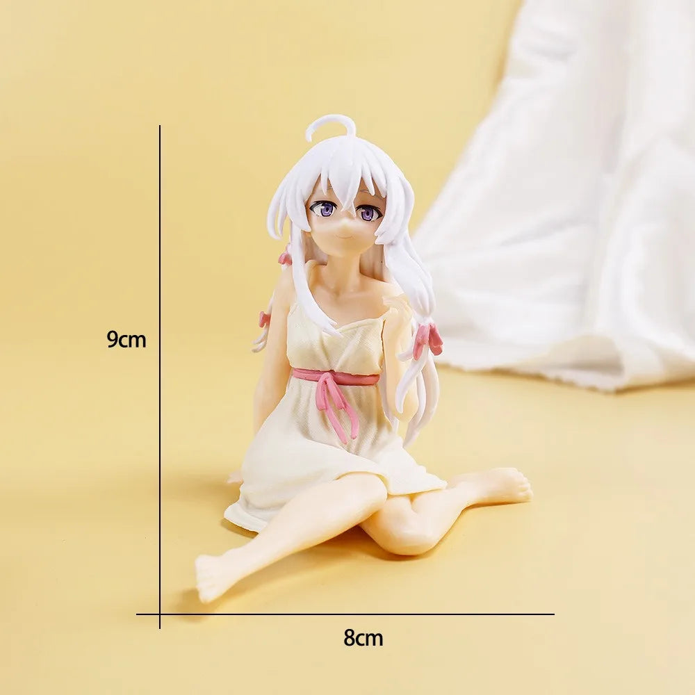 The Journey of Elaina anime girl figure sitting in pajamas, 11cm collectible desktop model statue