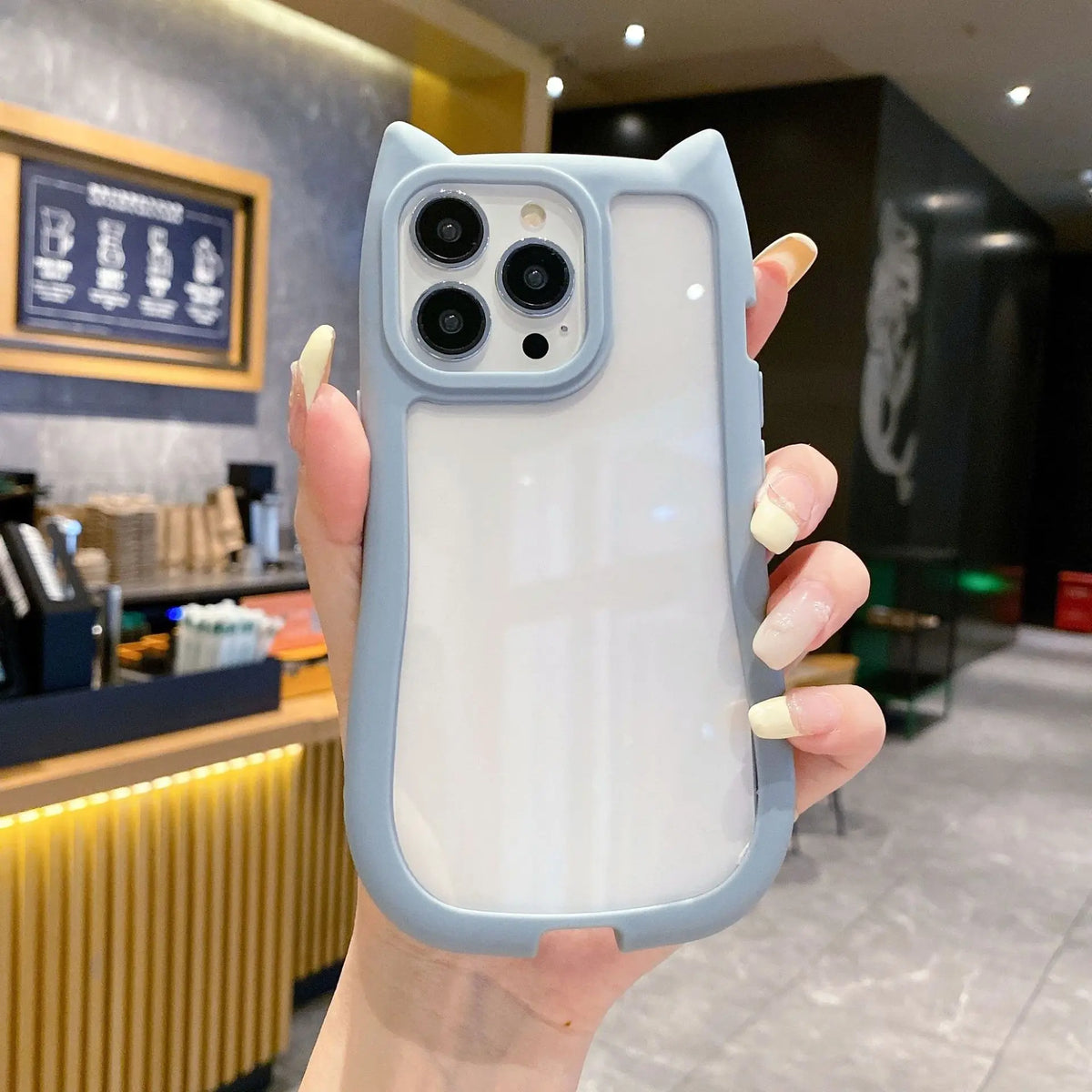 3D cat ear shockproof phone case for iPhone in a cute protective design