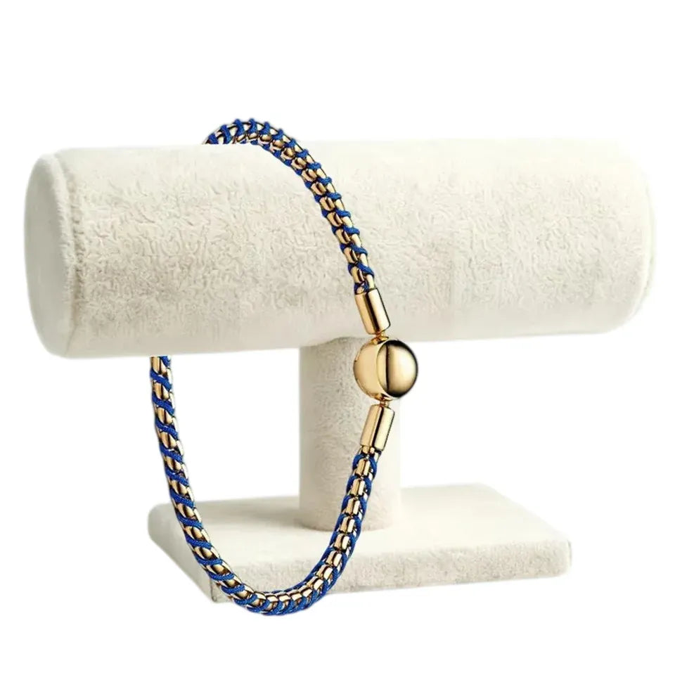 2026 New 925 Silver Colored Rope Weaving Logo Gold Pearl Adjustable Bracelet Display Tool DIY Exquisite Charm Jewelry Gift