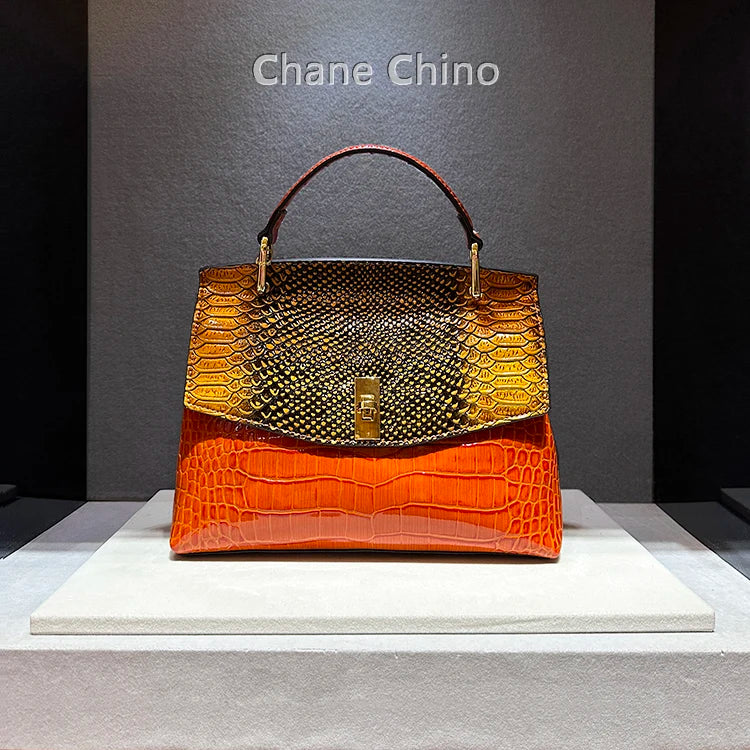 Luxury crocodile print leather handbag for women by HSF Marketplace, stylish crossbody bag with high-quality craftsmanship.