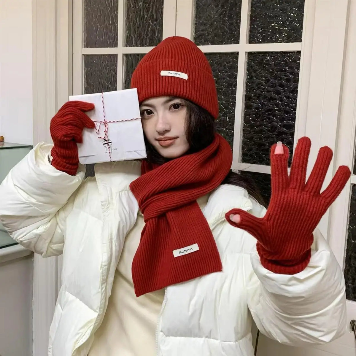 Winter knit scarf and gloves set for men and women by HSF Marketplace
