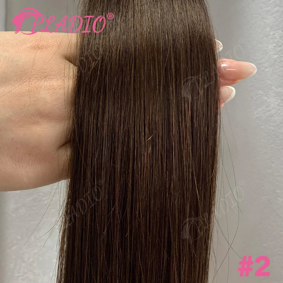Straight Brazilian Remy human hair wrap-around ponytail extension with clip-in attachment, 12–28 inch