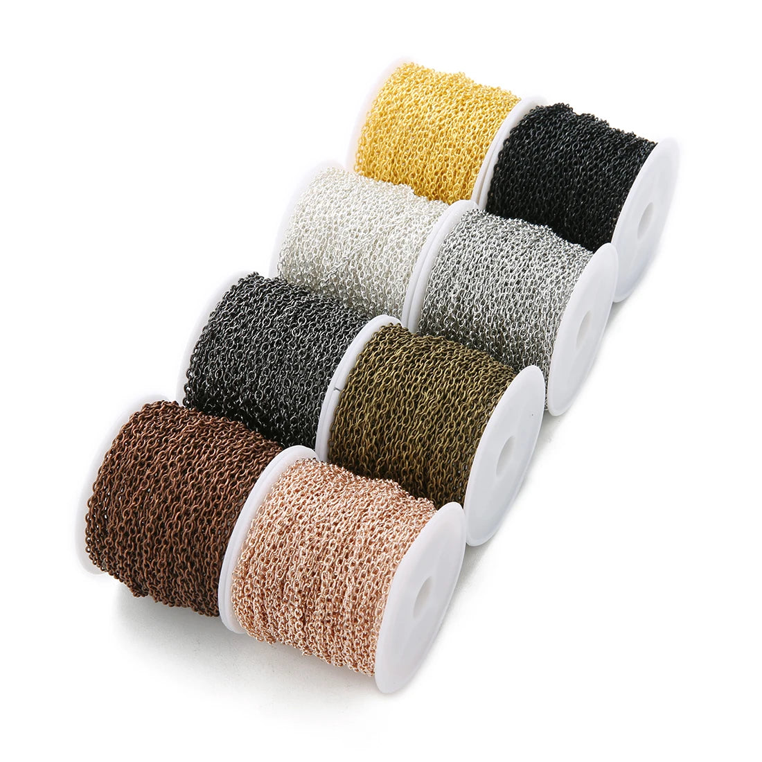 Gold and silver plated necklace chain for jewelry making, available in 5–10 yards