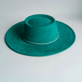 Khaki wide brim vegan suede fedora hat for women and men, autumn and winter felt style