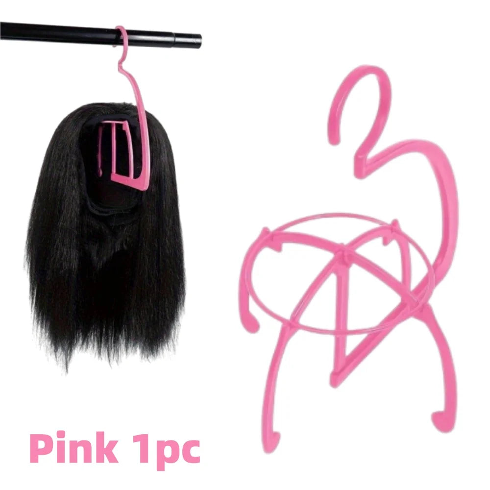1/4pcs Plastic Wig Hanger Stand Hat Folding Rack Holder Black Pink Portable Styling & Organizing Wigs Storage Rack Display Tools