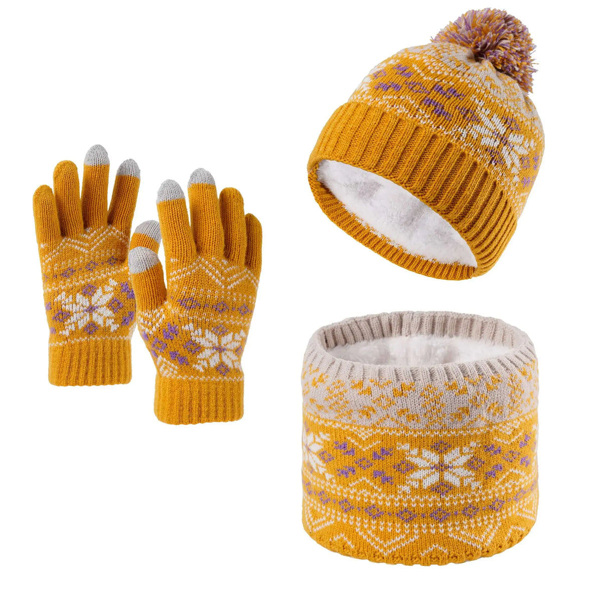 Children's warm knitted winter hat, scarf and gloves set by HSF Marketplace