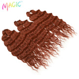 Magic 24Inch 3PCS Loose Wave Synthetic Crochet Hair Bundles Copper Red Heat Resistant Hair Extensions For Women Braiding Styling