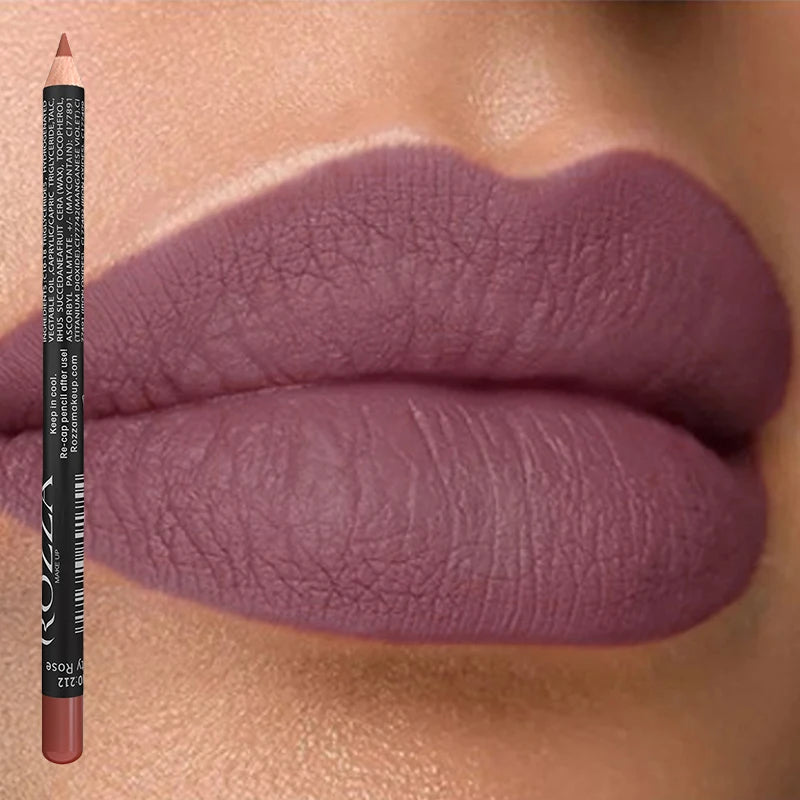 HSF Marketplace Rozza waterproof matte nude lip liner in 14 vibrant colors, high-pigment lip makeup for long-lasting lip definition.