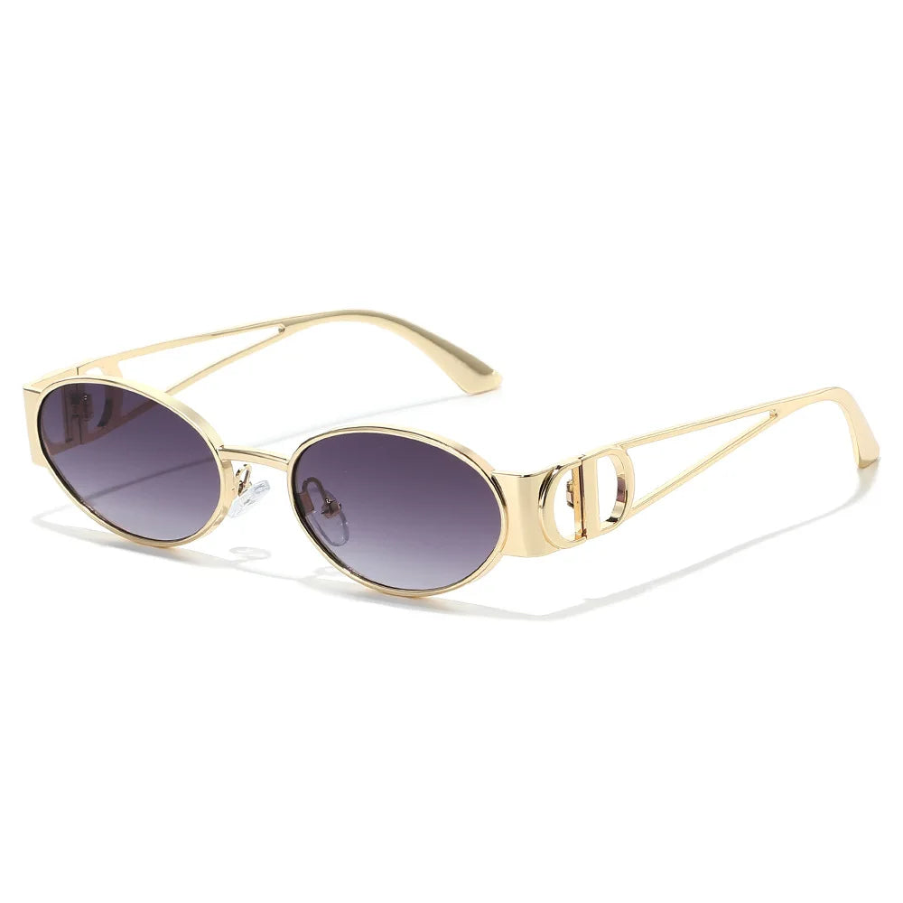 Luxury women's oval sunglasses by HSF Marketplace with UV400 protection, stylish small frame and trendy European design.