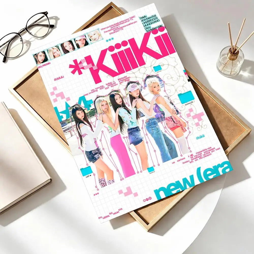 Kpop girl idol group kiiikiii self-adhesive poster wall art by HSF Marketplace