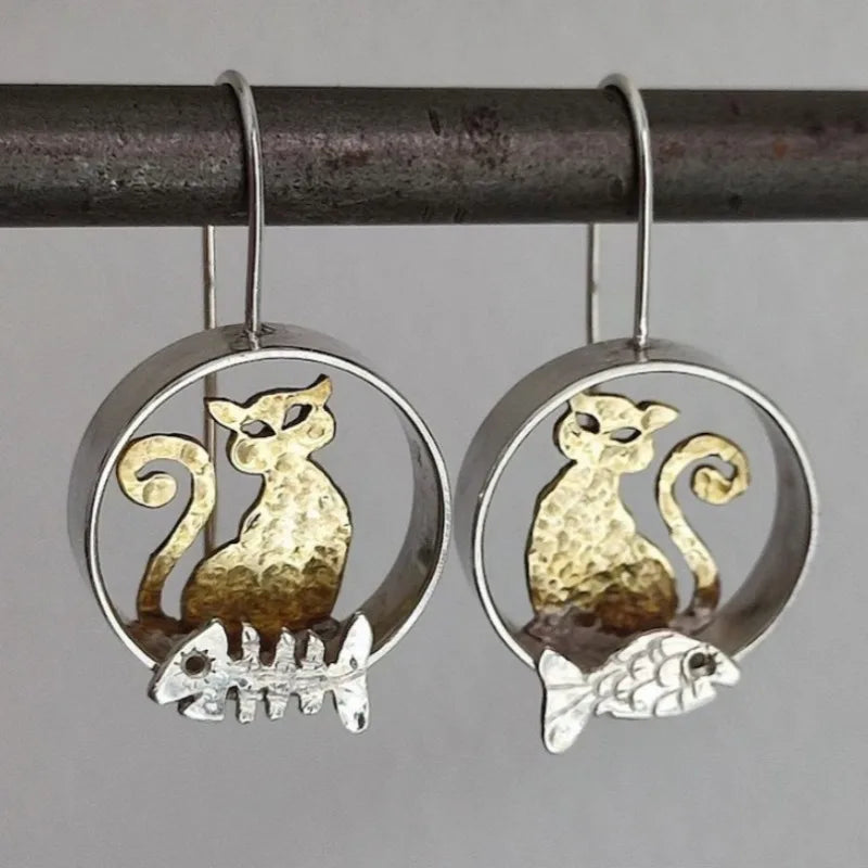Cute cat earrings, holiday jewelry for women's holiday