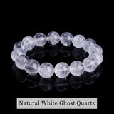 JD Natural Stone White Phantom Crystal Strand Bracelet Reiki Healing Crystal Jewelry Gift for Women Men Elastic Beaded Bracelet