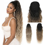 HSF Marketplace 26-inch 180g ombre brown blonde curly drawstring ponytail clip-in hairpiece