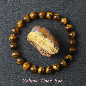 Natural Crystal Stone Bead Bracelet, Gemstone Stretch Jewelry for Women and Men