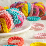 50pcs/Set Unisex Sweet Skirt Edge Pattern Wave Ring Hair Ties Elastic Rubber Band, Cute And Non-Damaging Headwear Casual Ponytai