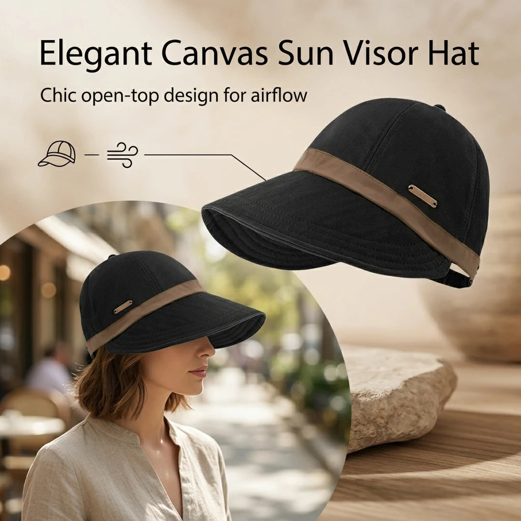 Women's HSF Marketplace summer sunhat with large brim, visor cap design, and adjustable UV protection for beach travel