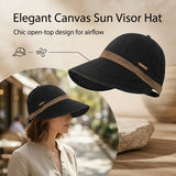 Women's HSF Marketplace summer sunhat with large brim, visor cap design, and adjustable UV protection for beach travel