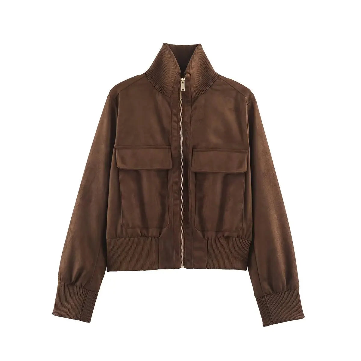 Women's slim warm autumn jacket with big pockets in street-chic style, HSF Marketplace
