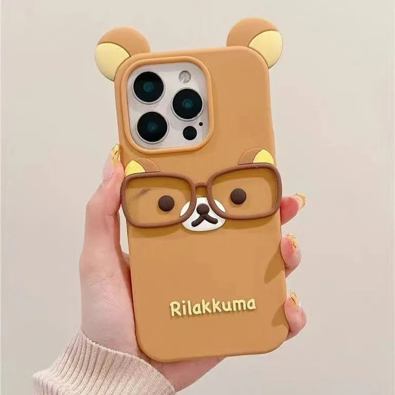 3D cute bear cartoon HSF phone case for iPhone 12–17 Pro Max models