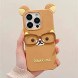 3D cute bear cartoon HSF phone case for iPhone 12–17 Pro Max models